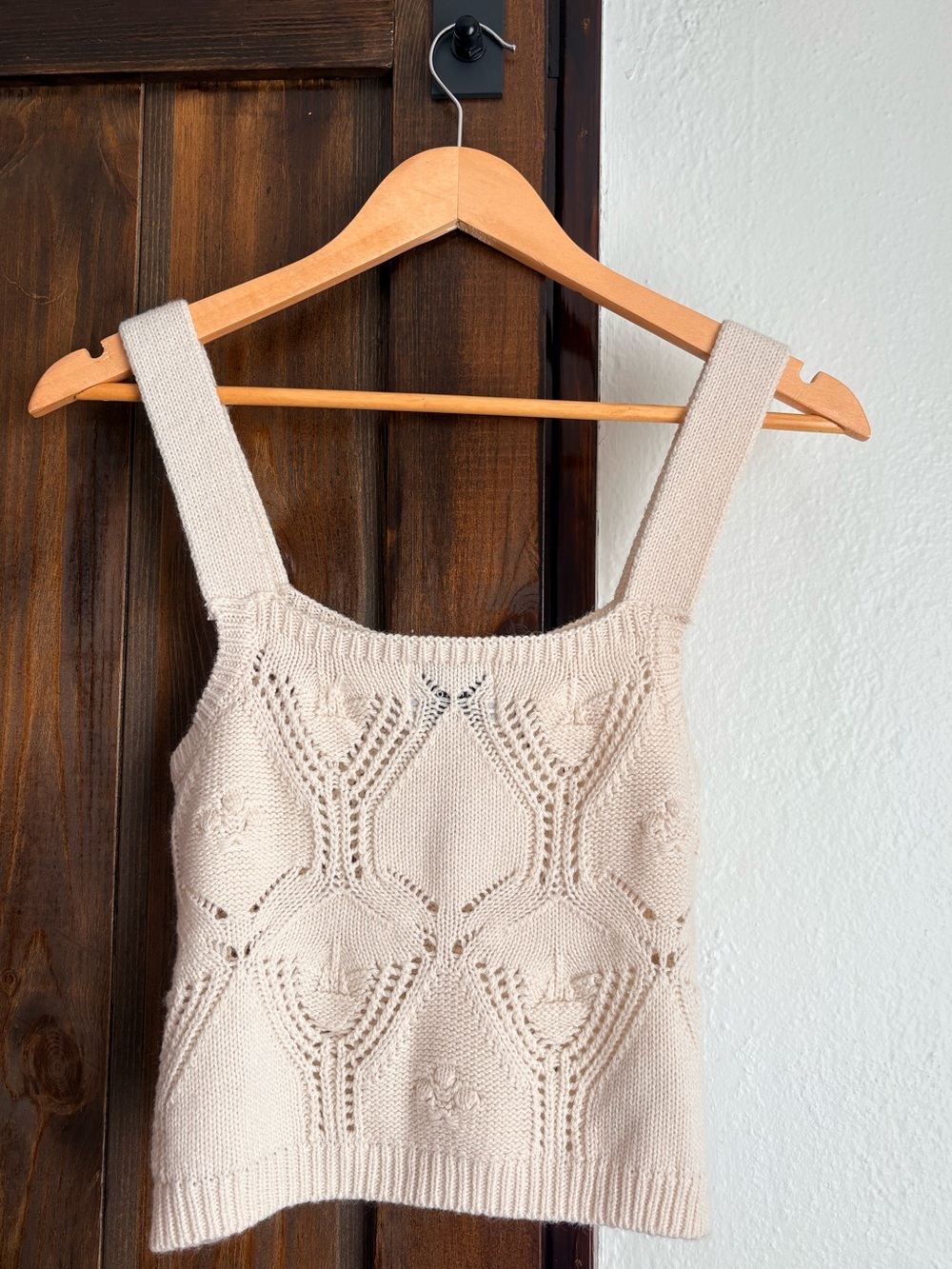 Pink Rose Cream Crochet Tank Top With Embroidered Lavender Flowers 🪻✨ - Picture 4 of 4